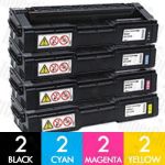 Ricoh 406483-406486 8 Pack Compatible Toner Cartridge Combo