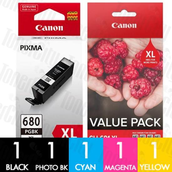 Genuine Canon PGI-680XL + (CLI-681XL Value Pack) High Yield Inkjet Cartridges Combo