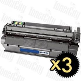 Compatible HP 13X (Q2613X) Black High Yield 3 Pack Toner Cartridge