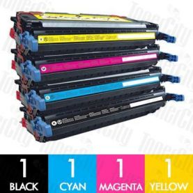 HP 501A + 503A (Q6470A + Q7581A-Q7583A) 4 Pack Compatible Toner Cartridge Combo
