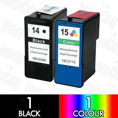 Lexmark 14 Black + 15 Colour (2 Pack) Compatible Inkjet Cartridge Combo