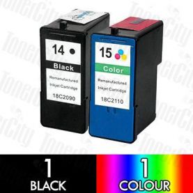 Lexmark 14 Black + 15 Colour (2 Pack) Compatible Inkjet Cartridge Combo