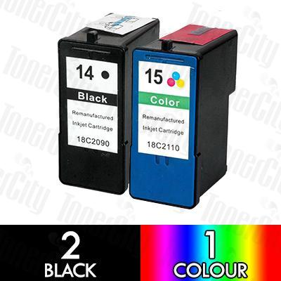 Lexmark 14 Black + 15 Colour (3 Pack) Compatible Inkjet Cartridge Combo