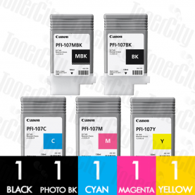 Genuine Canon PFI-107 5-Pack Ink Tank Combo